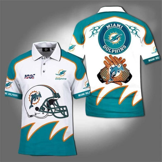 Simonandcool 100Th Nfl Miami Dolphins 3D Polo Shirt, Jersey