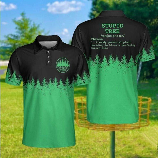 Simonandcool [Polo T-Shirt] Disc Golf Stupid Tree 3D Short Sleeve Polo Shirt