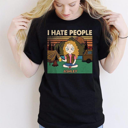 Simonandcool I Hate People Camping Girl Personalized Shirt