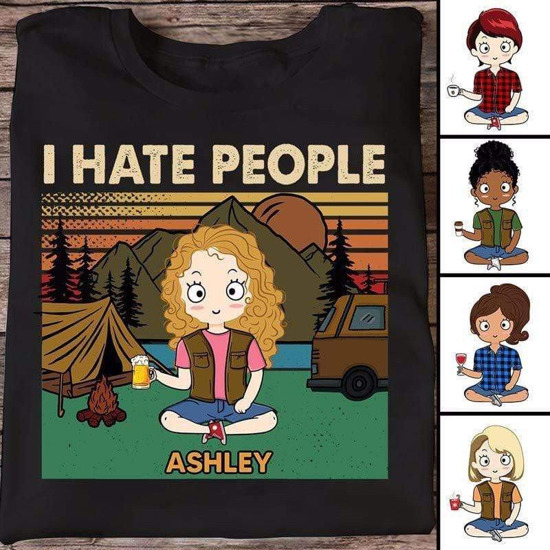Simonandcool I Hate People Camping Girl Personalized Shirt