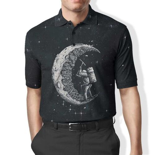 Simonandcool 3D Astronaut In Moon Full-Print Polo T-Shirt Fashion Brand Trendy Model Pod All Over Print 3D Shirt5419 Hoodie Zipper Sweater