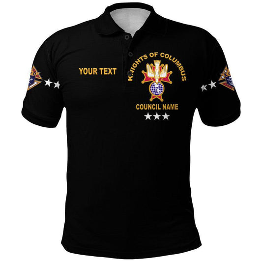 Simonandcool (Custom Personalised) Knights of Columbus The Fourth Degree Emblem Polo Shirt Original Style - Black LT8