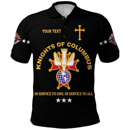 Simonandcool (Custom Personalised) Knights of Columbus The Fourth Degree Emblem Polo Shirt Simple Style - Black LT8