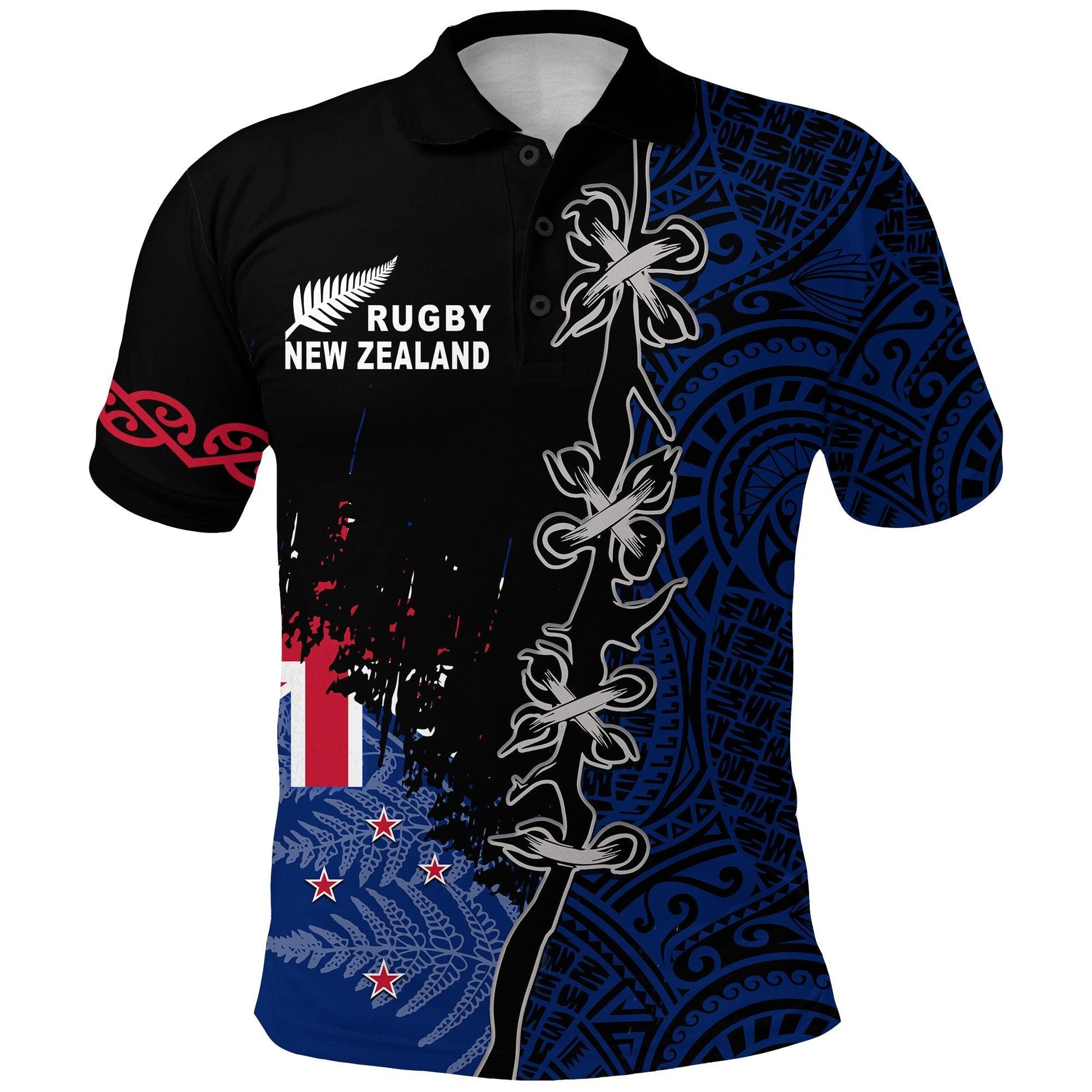 Simonandcool (Custom Personalised) New Zealand Rugby Polo Shirt Mix Maori and Fern LT13